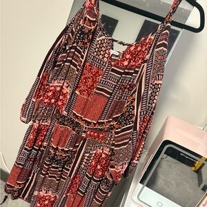 Bohemian Patchwork Dress in Red and Black